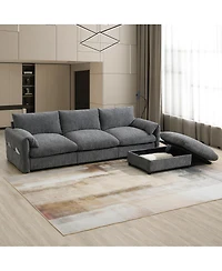 Streamdale Furniture 96.5" L-Shaped Sectional Sofa w/ Storage Ottoman, Usb Charger & Phone Holder