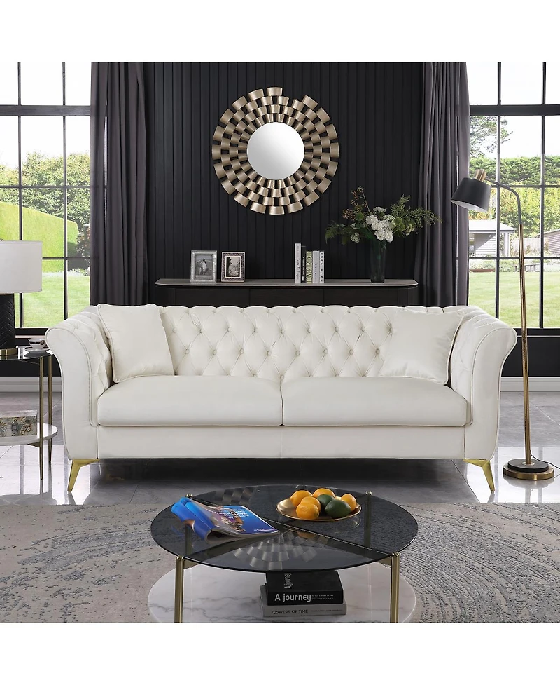 Streamdale Furniture Streamdale Chesterfield Stanford Sofa, Tufted, Wrinkled Fabric, Loverseater