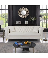 Streamdale Furniture Streamdale Chesterfield Stanford Sofa, Tufted, Wrinkled Fabric, Loverseater