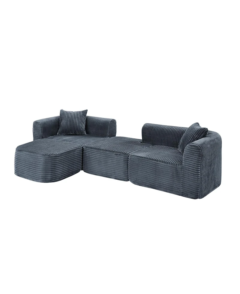 Streamdale Furniture Streamdale 114" Gray Cloud Sectional Couch with L-Shape Chaise & Movable Ottoman