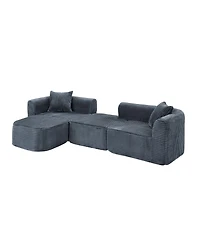 Streamdale Furniture Streamdale 114" Gray Cloud Sectional Couch with L-Shape Chaise & Movable Ottoman