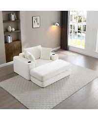 Streamdale Furniture 52.4" Oversized Corduroy Chaise Lounge Sofa Bed