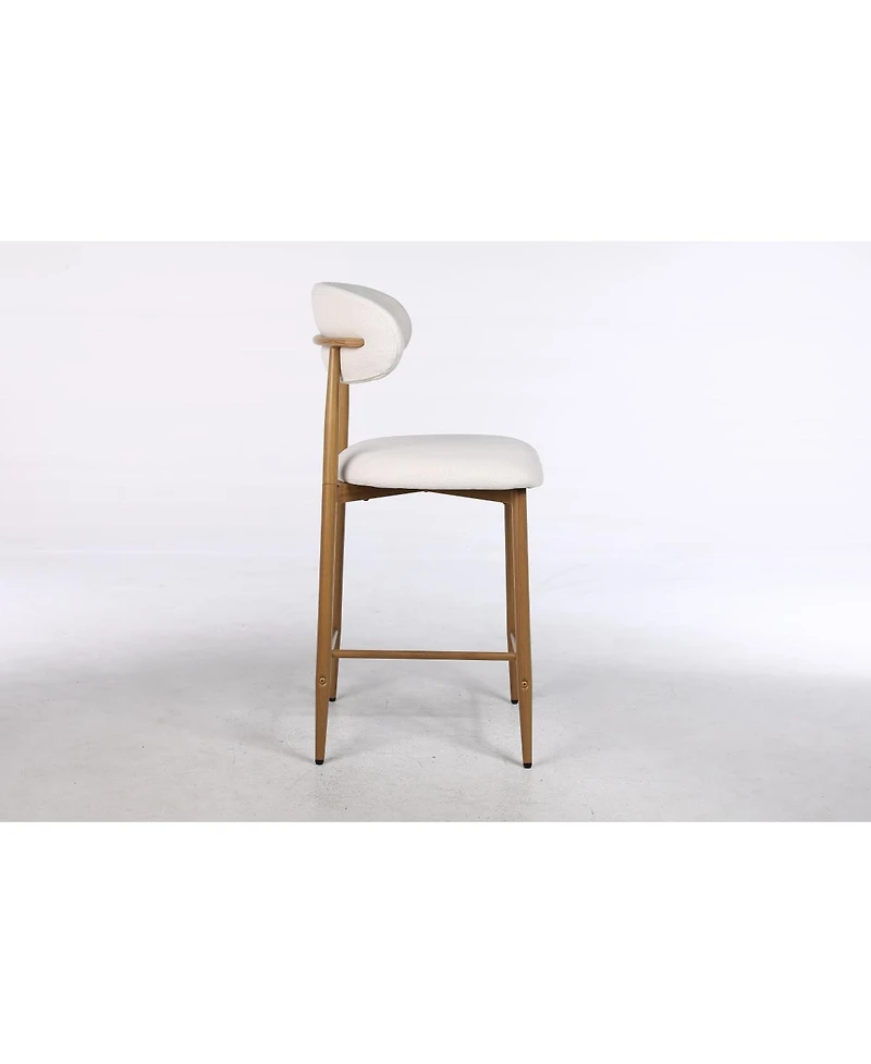 Streamdale Furniture Set of 2 Counter Height Bar Stools, Upholstered Modern Barstools with Metal Legs