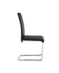 Streamdale 4-Pack Black Pu Upholstered Dining Chairs with High-Back and Chrome Legs