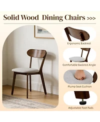 Streamdale Furniture Solid Wood Dining Chairs Set of 2, Mid Century Modern Upholstered Kitchen Chair