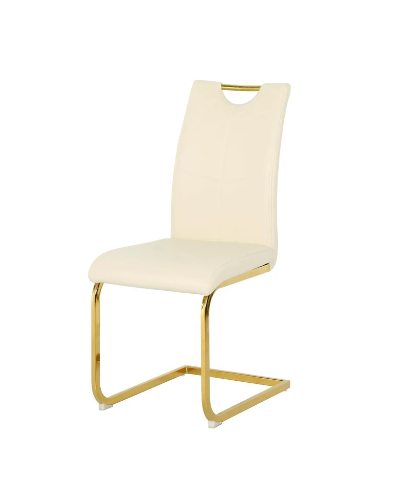 Streamdale Furniture Modern Pu Dining Chair with Gold Legs (Set of 4)