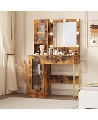 gaomon Led Lighted Makeup Vanity Desk with Built-in Power and Usb Ports