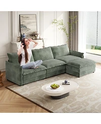 Streamdale Furniture Streamdale Corduroy 3-Seater Cloud Couch with Footrest & Cushions