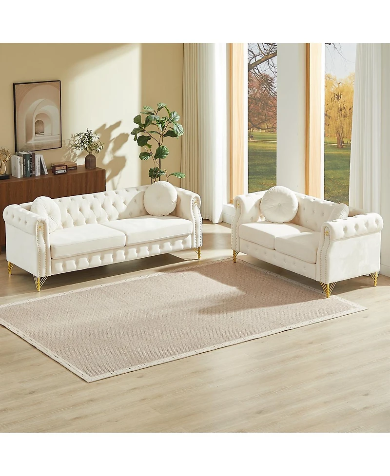 Streamdale Furniture Customizable Armrest Sofa with Velvet Fabric