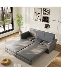 Streamdale Furniture Chesterfield Sleeper Sofa Bed, 93.7" Pull Out, Faux Leather