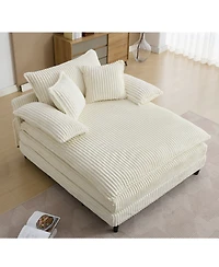 Streamdale Furniture Oversized Corduroy Chaise Lounge Sofa Bed with Pillows