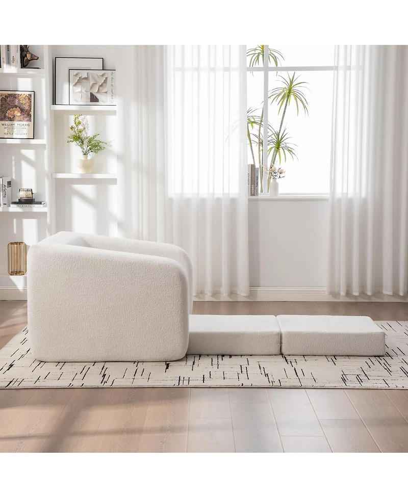 Streamdale Furniture Convertible Chenille Sofa Bed with Pillow - Single Seater