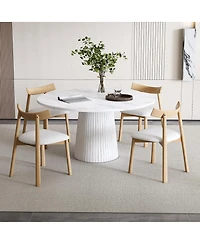 Streamdale Furniture Round Farmhouse Dining Table Set for 4 with 4 Solid Wood Chairs