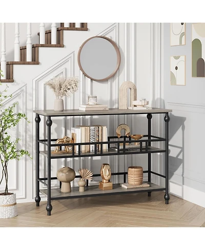 gaomon Retro 3-Tier Console Table and Sideboard Buffet Cabinet with Storage