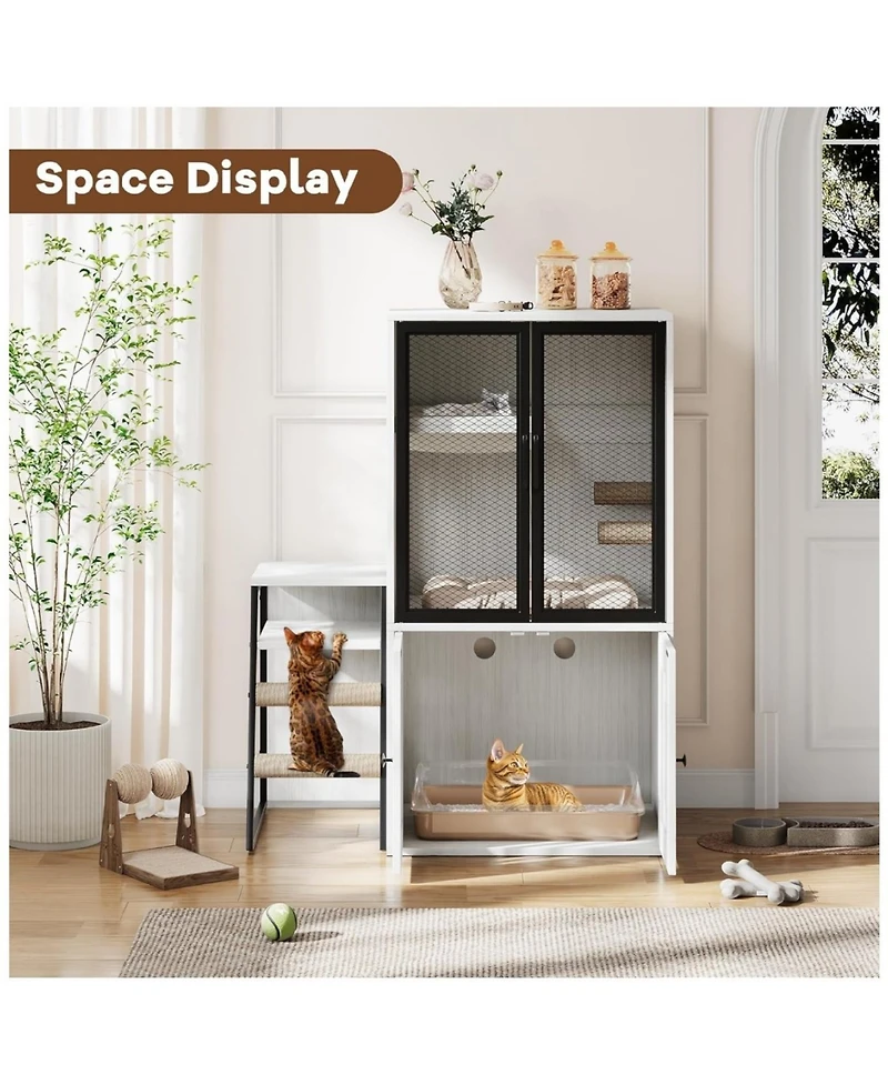 gaomon 2-in-1 Cat Litter Box Enclosure Furniture with Doors