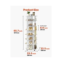 Slickblue 7-Tier Rotating Shoe Rack Tower with Wheels
