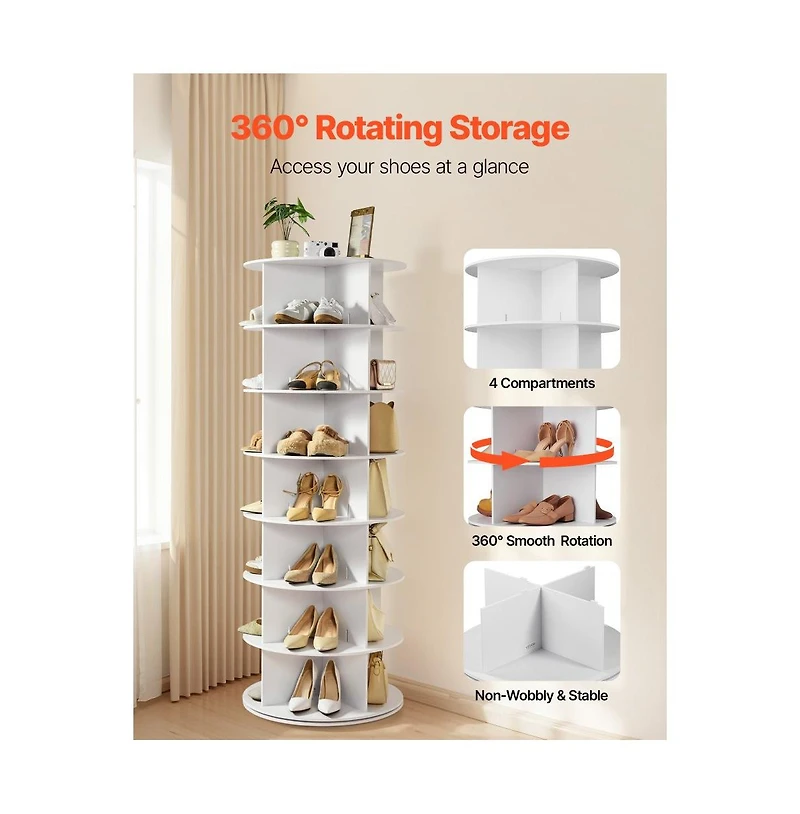 Slickblue 7-Tier Rotating Shoe Rack 360° Spinning Carousel