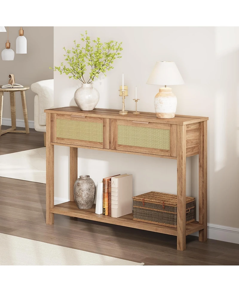 gaomon Wooden Console Table with 2 Storage Drawers