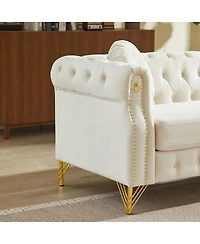 Streamdale Furniture Chesterfield Sofa with Pillows, Studs, and Metal Legs