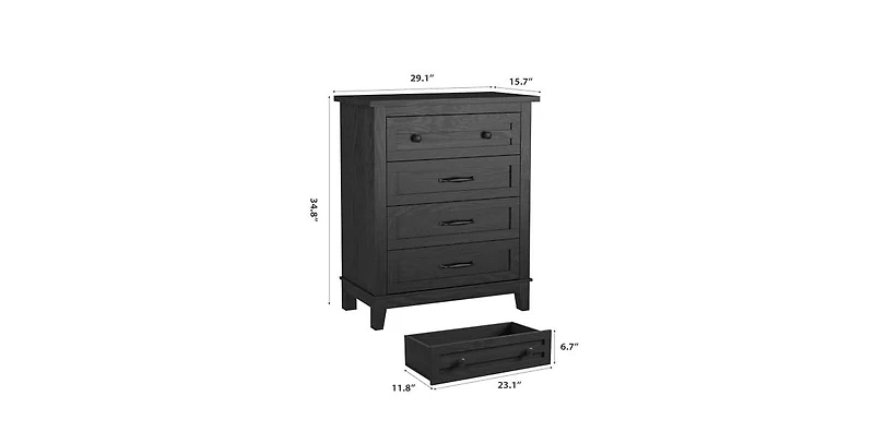 gaomon 4 Dresser for Bedroom, 34.8" Tall Vertical Drawer Dresser with Large Storage