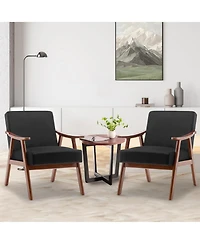 Clihome Modern Accent Chair, Living Room Chair with Solid Wood Frame, Lounge Wingback