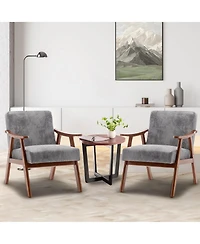Clihome Modern Accent Chair, Living Room Chair with Solid Wood Frame, Lounge Wingback Chair