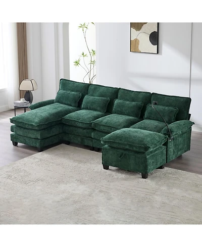 Streamdale Furniture 106" U-Shape Sectional Sofa Cloud Couch, Chenille