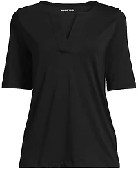 Lands' End Plus Supima Jersey Half Sleeve Splitneck Shirt