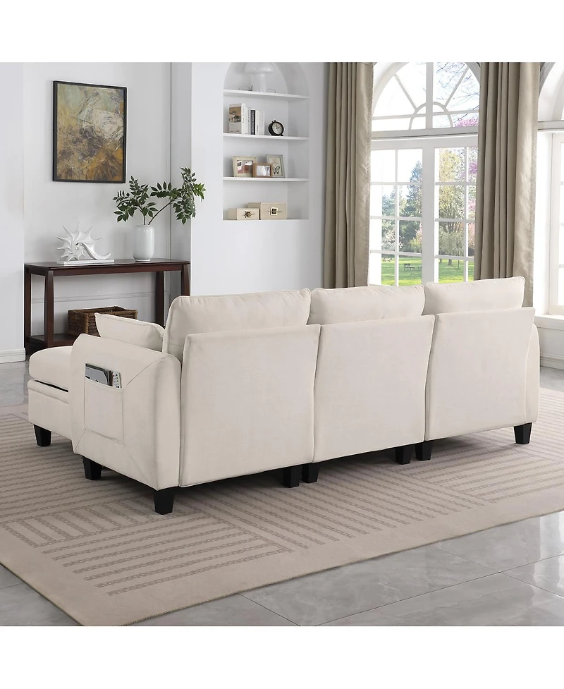 Streamdale Furniture 85" Beige Modular Sectional Sofa with Storage Ottoman