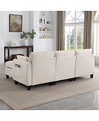 Streamdale Furniture 85" Beige Modular Sectional Sofa with Storage Ottoman