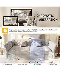Streamdale Furniture 100" Oversize Pull Out Sofa Bed with Fabric Flower Tufted Design.