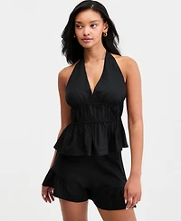 Bar Iii Women's Linen-Blend Halter Top, Macy's Exclusive