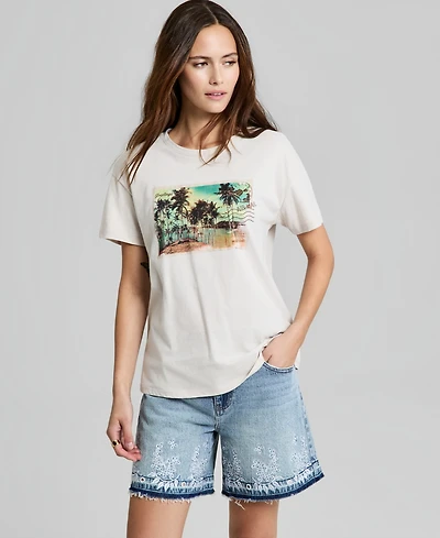 And Now This Women's Cotton Postcard-Print T-Shirt, Macy's Exclusive