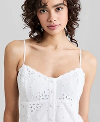 And Now This Women's Cotton Eyelet Back-Cutout Dress, Macy's Exclusive