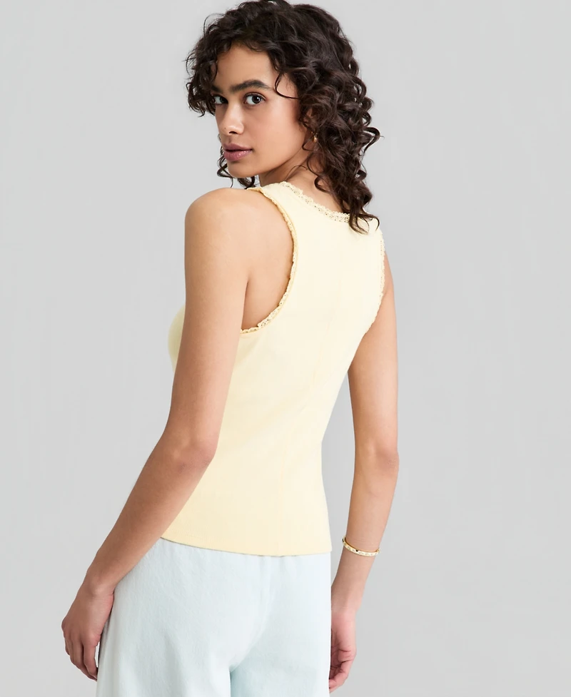 And Now This Women's Crocheted-Trim Ribbed Tank Top, Macy's Exclusive