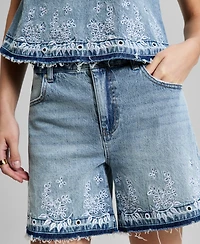 And Now This Women's Embroidered Denim Sleeveless Top, Macy's Exclusive