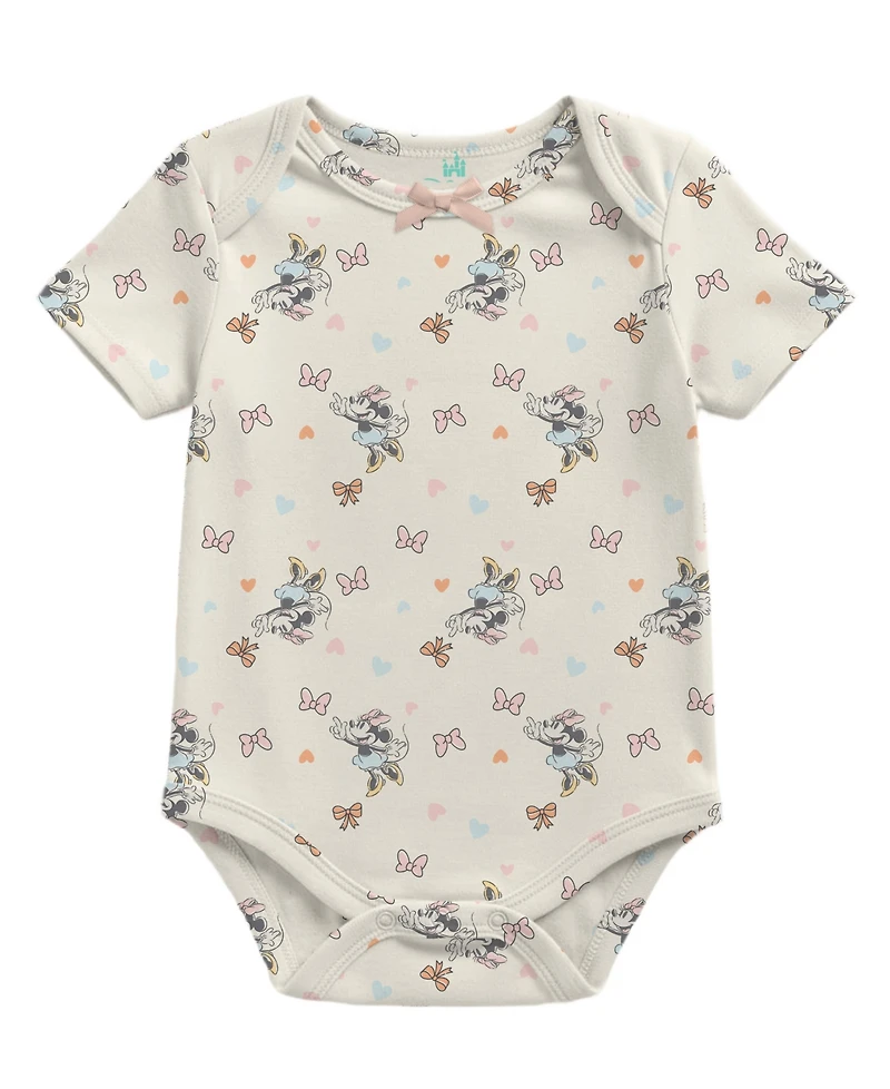 Disney Baby Girls' Minnie Print Top, Bodysuit and Shorts, 3-Piece Set