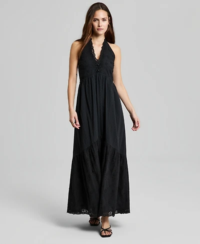 And Now This Women's Cotton Crochet-Trim Maxi Dress, Macy's Exclusive