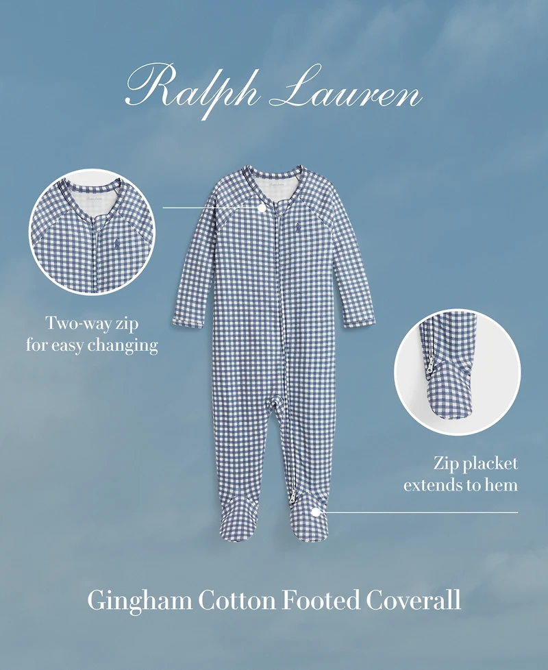 Polo Ralph Lauren Baby Boys' Gingham Crewneck Footed Coverall