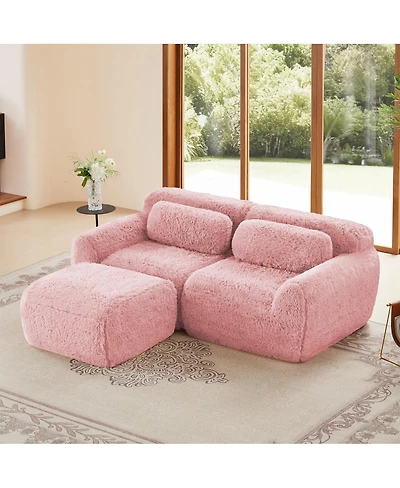 Streamdale Furniture L-Shaped Boneless Sofa, Soft Fluffy Plush, Chaise, 32D Sponge, No Assembly