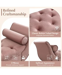 Streamdale Furniture Upholstered Velvet Button Tufted Ottoman Bench with 2 Pillows