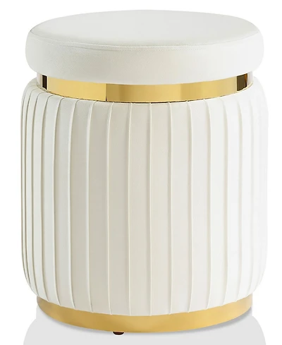 Raphael 15" Wood Upholstered Round Ottoman