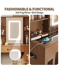 gaomon Large Makeup Vanity Desk with 3-Color Led Sliding Mirror