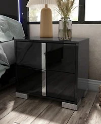 Erina 23.5" Wood Glossy 2-Drawer Nightstand