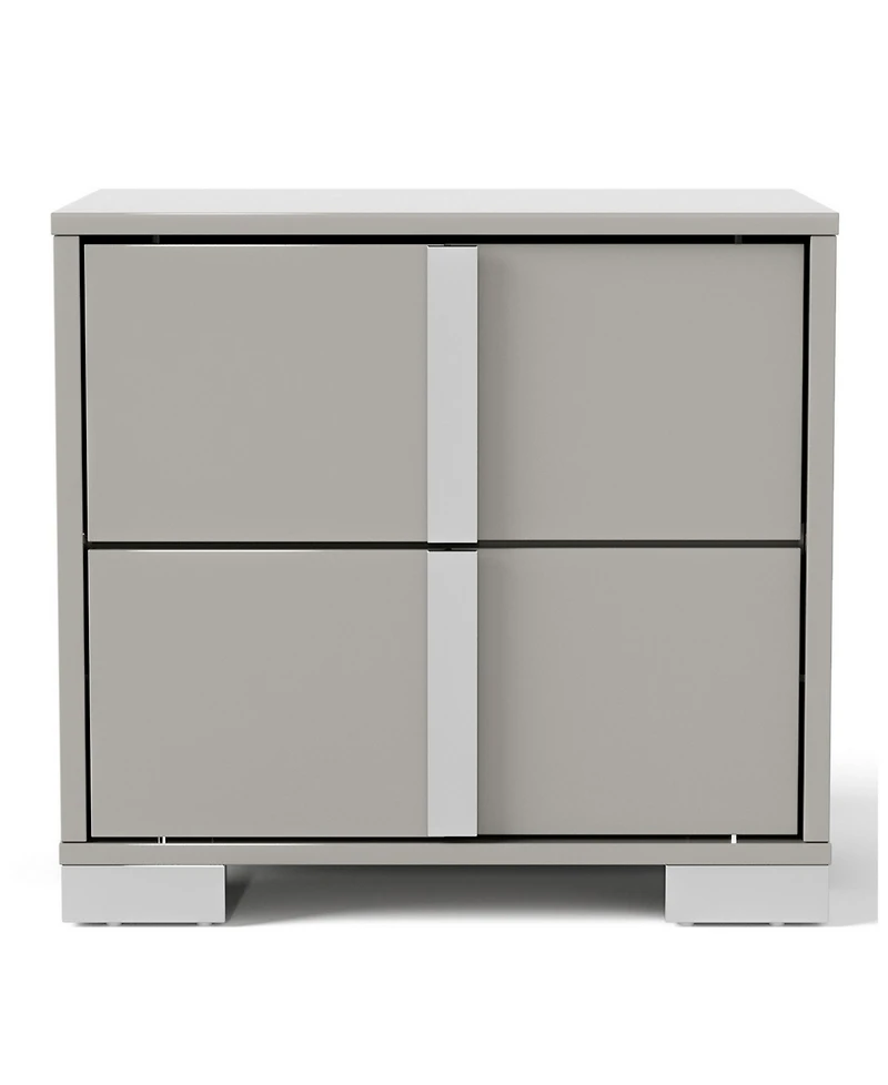 Erina 23.5" Wood Glossy 2-Drawer Nightstand