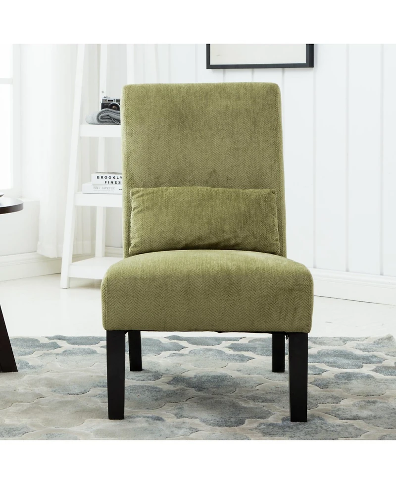 Streamdale Furniture Contemporary Chenille Fabric Armless Chair with Pillow