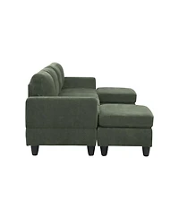 Streamdale Furniture Savannah Modular Corduroy Sectional Sofa with Ottoman