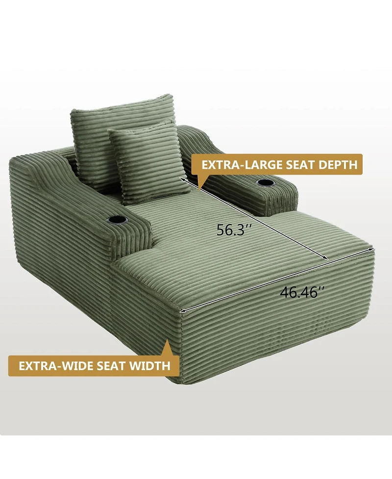 Streamdale Furniture 67" Corduroy Oversized Sleeper Sofa with Wide Armrest, No Assembly Required