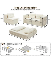 Streamdale Furniture Multi-Functional Sectional Sofa Bed with Chaise Lounge & Blanket