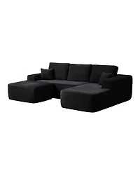 Streamdale Furniture 104" U-Shape Cloud Sectional Sofa with Chaise & Side Pockets, Plush Fabric